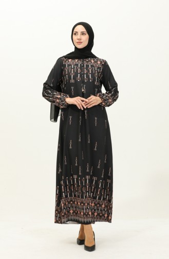 Digital bedrucktes Kleid 1113-01 Schwarz 1113-01