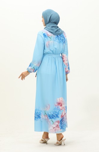 Digital Printed Belted Dress 1116-01 Baby Blue 1116-01