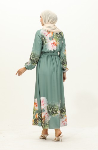 Digital Printed Belted Dress 1116-02 Green 1116-02