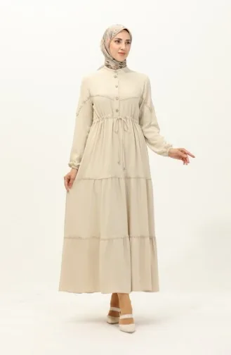 Kleid Mit Geraffter Taille Aus Aerobin-Stoff 2003-04 Beige 2003-04