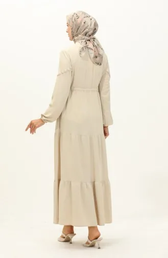 Kleid Mit Geraffter Taille Aus Aerobin-Stoff 2003-04 Beige 2003-04