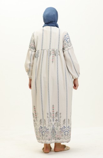 Patterned Linen Dress 24Y8949A-01 Beige Blue 24Y8949A-01