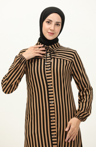 Striped Viscose Tunic 2039-01 Black Brown 2039-01