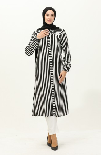 Striped Viscose Tunic 2039-02 Black And white 2039-02