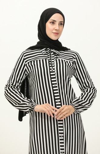 Striped Viscose Tunic 2039-02 Black And white 2039-02