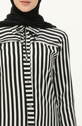 Striped Viscose Tunic 2039-02 Black And white 2039-02