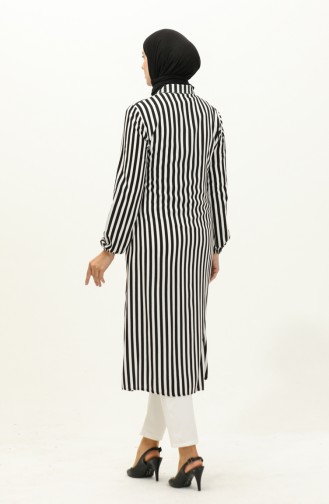 Striped Viscose Tunic 2039-02 Black And white 2039-02