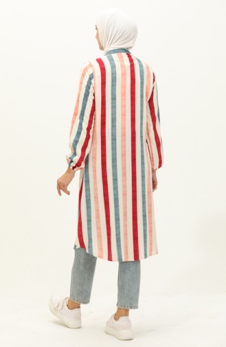 Striped Viscose Tunic 2041-01 Burgundy Cream 2041-01