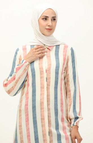 Striped Viscose Tunic 2041-02 Cream Pink 2041-02