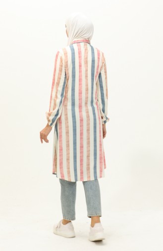 Striped Viscose Tunic 2041-02 Cream Pink 2041-02