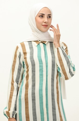 Striped Viscose Tunic 2041-03 Cream Brown 2041-03