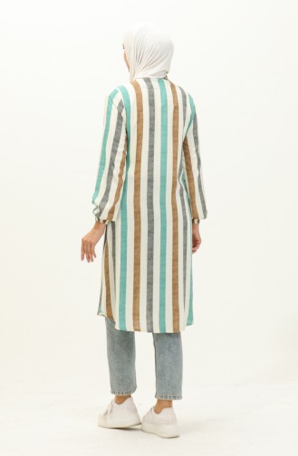 Striped Viscose Tunic 2041-03 Cream Brown 2041-03