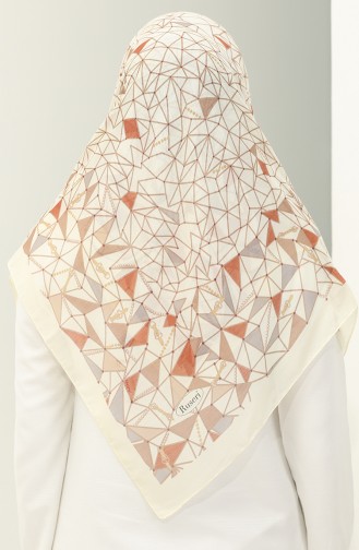 Écharpe à Motifs KRK-01 Crème Tabac 01
