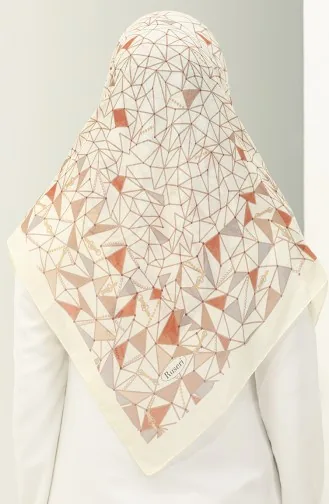 Écharpe à Motifs KRK-01 Crème Tabac 01