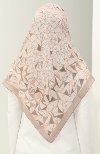 Sjaal Met Patroon KRK-02 Mink Zalm 02