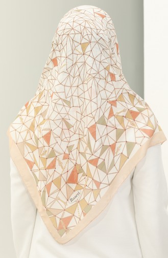 Desenli Eşarp KRK-03 Somon Taba