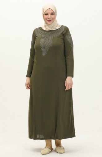 Plus Size Stone Printed Dress 4946-04 Green 4946-04