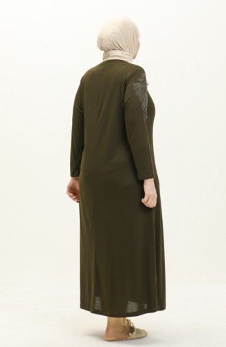 Büyük Beden Taş Baskılı Elbise 4946-04 Yeşil