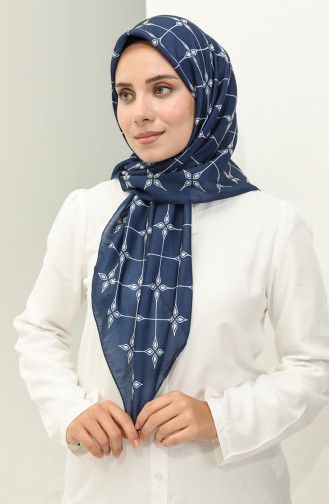 Patterned Soft Scarf 2023-07 Navy Blue 2023-07