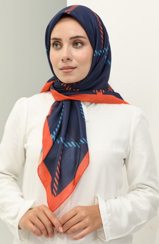 Geometric Pattern Soft Scarf 2024-06 Navy Blue 2024-06