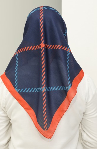 Geometric Pattern Soft Scarf 2024-06 Navy Blue 2024-06