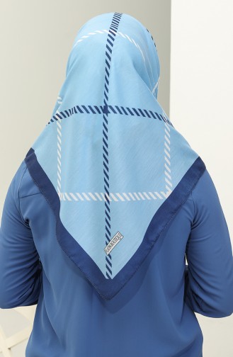 Geometri Desenli Soft Eşarp 2024-07 Kot Mavi