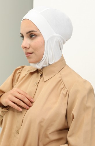 Sefamerve Hijab Gesichtsabdeckung Bonnet 8802-06 Weiss 8802-06