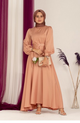 Powder Hijab Evening Dress 2376