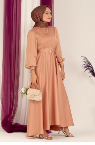 Powder Hijab Evening Dress 2376