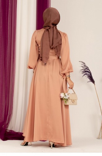 Powder Hijab Evening Dress 2376