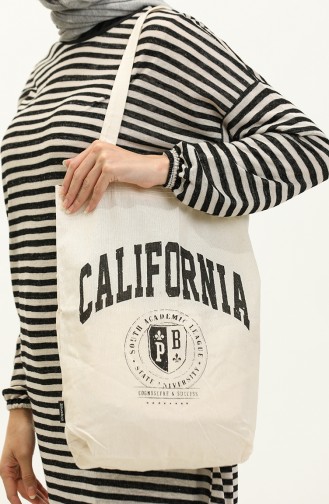 Stilgo Damen Umhängetasche und Strandtasche PSL02Z-02 California Bedruckte Creme 02Z-02