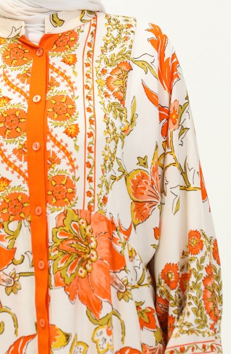 Alaçatı Patterned Viscose Dress 5571-02 Orange 5571-02