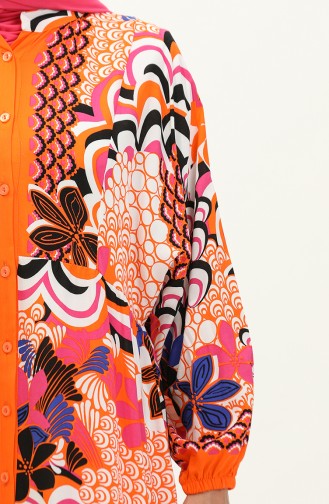 Alaçatı Patterned Viscose Dress 5573-01 Orange 5573-01