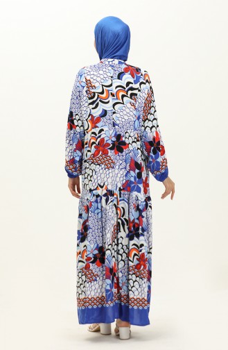 Alaçatı Patterned Viscose Dress 5573-03 Saxe 5573-03