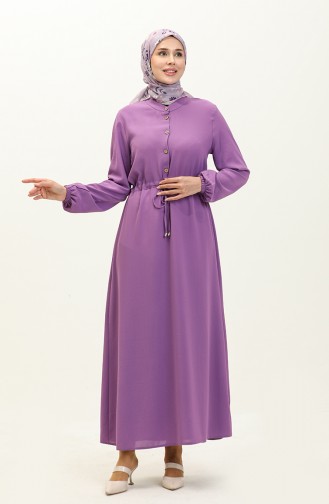 Kleid mit gefältelte Taille 1002-01 Lila 1002-01