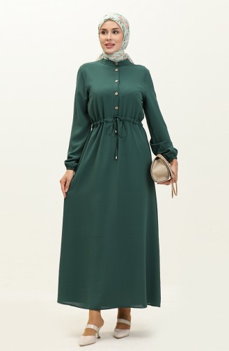 Shirred waist Dress 1002-04 Emerald Green 1002-04