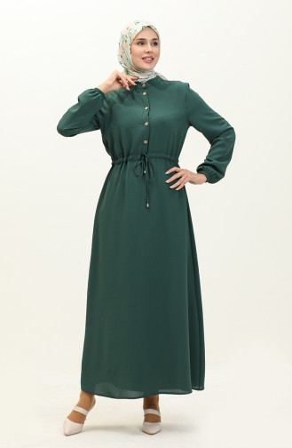 Shirred waist Dress 1002-04 Emerald Green 1002-04