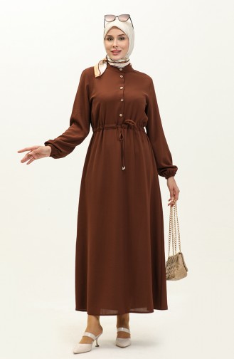 Shirred waist Dress 1002-05 Brown 1002-05