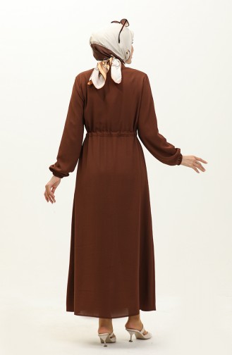 Shirred waist Dress 1002-05 Brown 1002-05