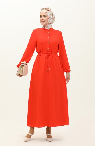  Shirred Waist Dress 1002-07 Orange 1002-07