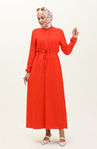  Shirred Waist Dress 1002-07 Orange 1002-07