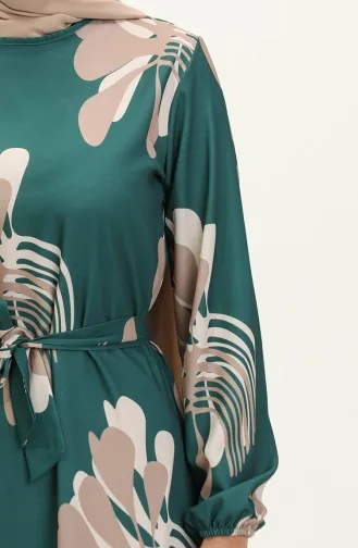 Robe Plissée Imprimée Numérique 1114-04 Vert Vison 1114-04