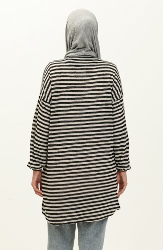 Bat Sleeve Striped Tunic 1649-01 Black Gray 1649-01