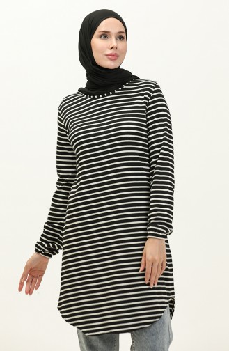 Striped Tunic 1650-01 Black white 1650-01