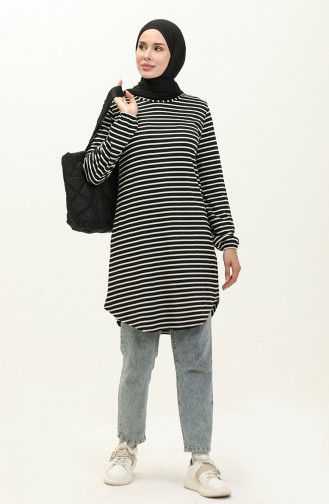 Striped Tunic 1650-01 Black white 1650-01