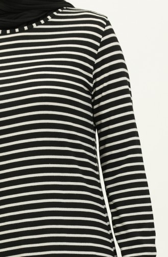 Çizgili Tunik 1650-01 Siyah Beyaz