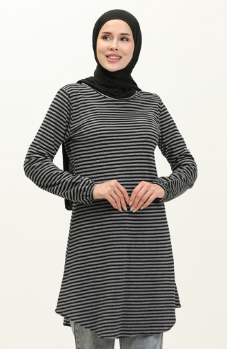Gestreifte Tunika 1651-01 Rauchschwarz 1651-01