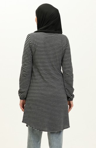 Gestreifte Tunika 1651-01 Rauchschwarz 1651-01