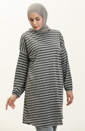 Bat Sleeve Striped Tunic 1652-01 Smoked Black 1652-01