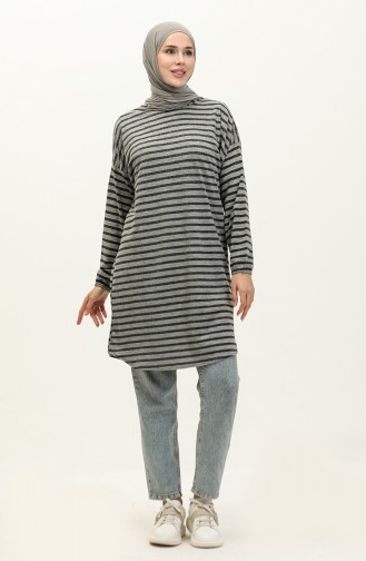 Bat Sleeve Striped Tunic 1652-01 Smoked Black 1652-01